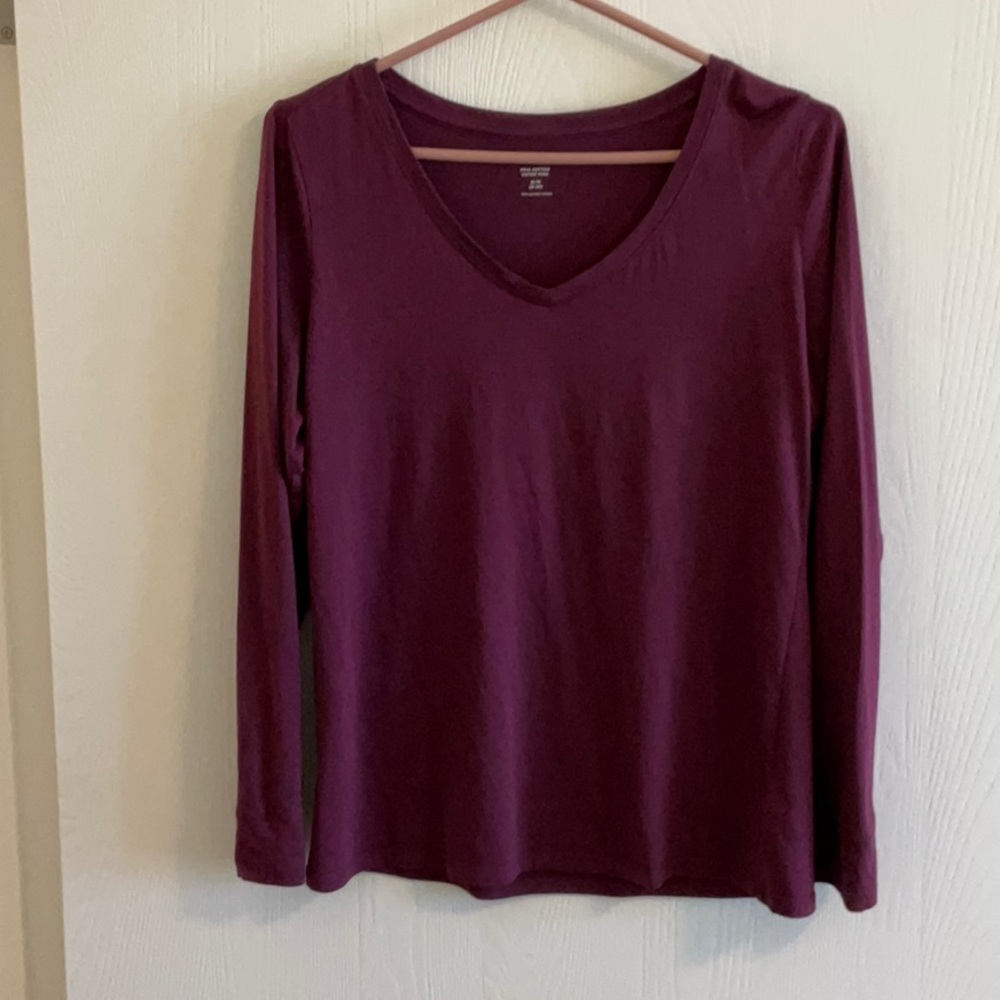 3 for $30 item - Pima Cotton Long Sleeve Tee - Wine